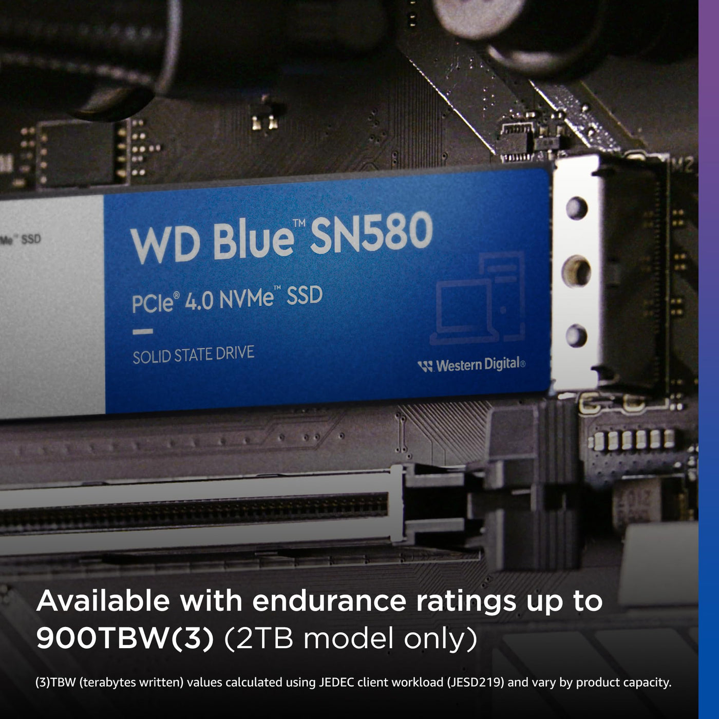 WD Blue SN580 NVMe SSD 2 TB (PCIe Gen4 x4, bis zu 4.150 MB/s Lesen, M.2 2280, nCache 4.0-Technologie) Blau