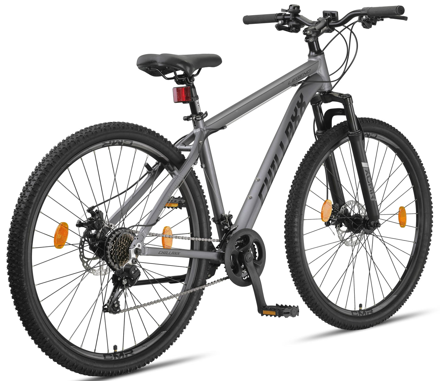 Chillaxx Bike Legend Aluminium 24, 26, 27,5 und 29 Zoll, Mountainbike MTB Fahrrad für Jungen Mädchen Herren und Damen 21 Gang Schaltung Herrenrad Damenrad (29 Zoll, Grau Disc-Bremse)
