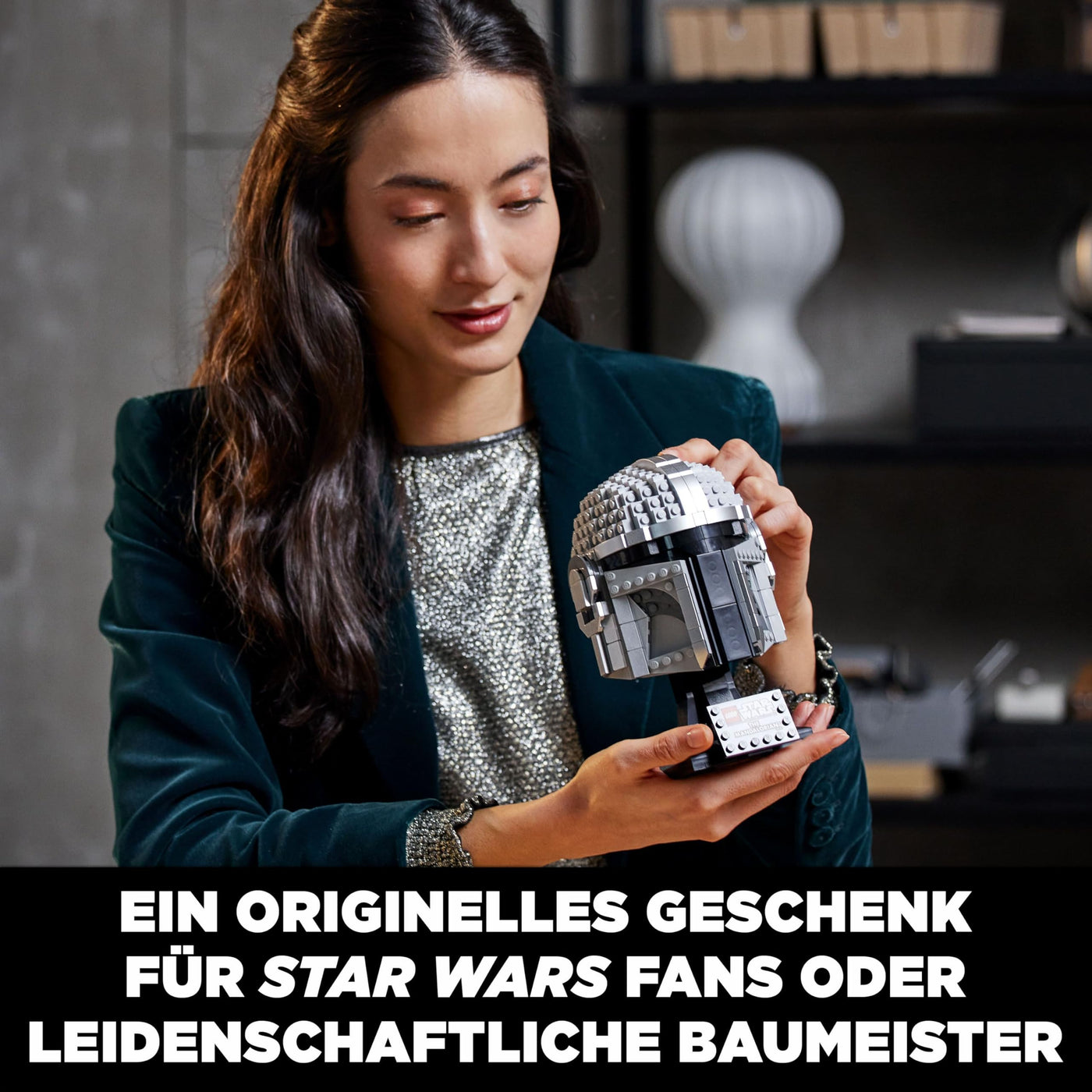 LEGO Star Wars Mandalorianer Helm Modell, Sammlerstück Zimmer-Deko und ein tolles Geschenk für Erwachsene, Bausatz, Männer, Frauen, Mama, Papa, Sammler-Geschenkidee 75328