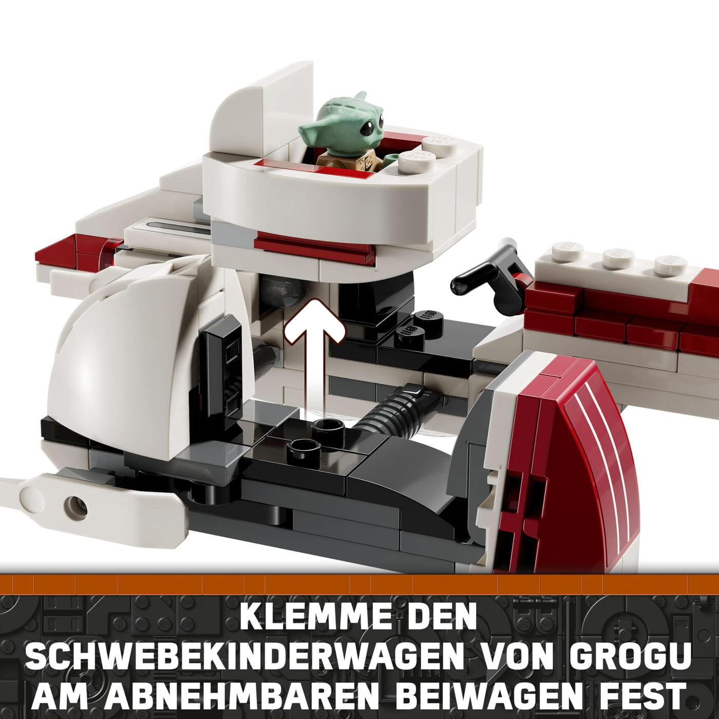 LEGO Star Wars Flucht mit dem BARC Speeder, The Mandalorian Set, Spielzeug-Bike mit Seitenwagen, enthält die Figuren Kelleran Beq und Grogu, Geschenk für Jungen und Mädchen ab 8 Jahren 75378