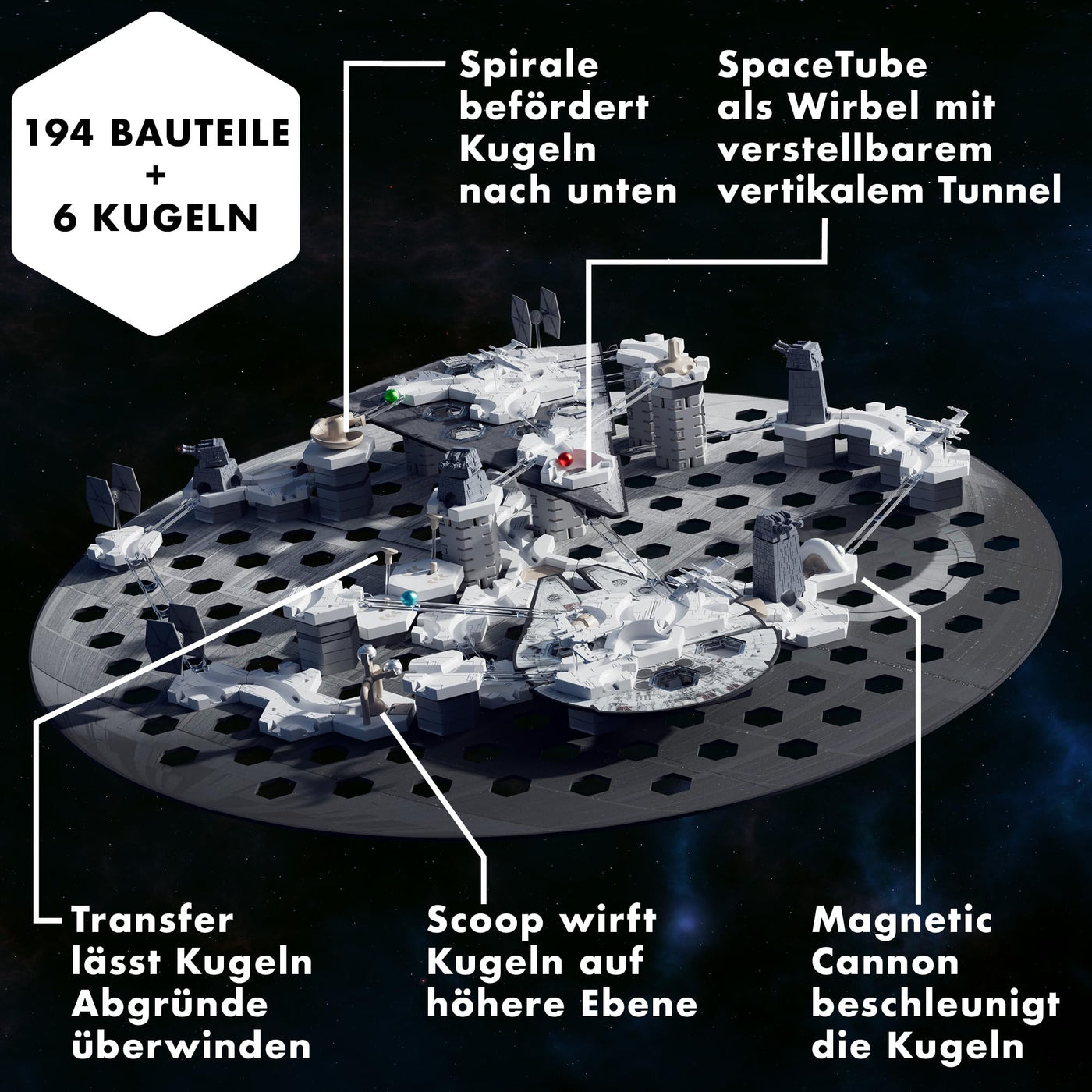 Ravensburger GraviTrax Star Wars Action-Set Deathstar 23860 - GraviTrax Starterset für Deine Kugelbahn - Murmelbahn und Konstruktionsspielzeug ab 8 Jahren, GraviTrax Zubehör alleine bespielbar