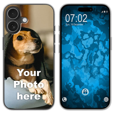 PhoneNatic personalisierte Handyhülle für iPhone 16 Custom Silikon Case in Clear zum selbst gestalten mit eigenem Foto Bild Text individuell