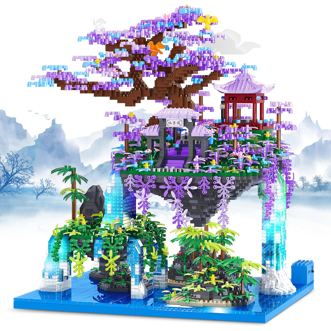 FORMIZON Chinesische Architektur Bausteine, 4574 Teile Architecture The Moon Palace Pavilion Micro Mini Bausteine, DIY Modell Landschafts, Klemmbausteine Pflanzen Chinesische deko Geschenk