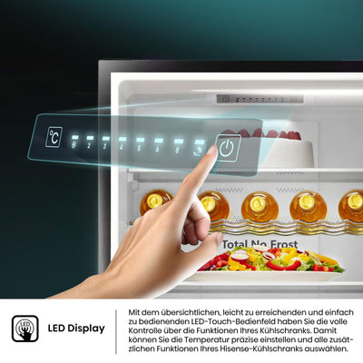 Hisense RB440N4AFA Kühl-Gefrier-Kombination/Höhe 201 cm/Kühlen 178 L/Gefrieren 98 L/LED Beleuchtung, Dark Inox