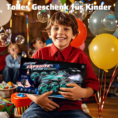 Ferngesteuertes Auto, 1:16 Auto mit Fernbedienung ab 5 6 8 Jahre, 2,4 GHz Stunt Auto Ferngesteuert mit Handsteuerung ab 6 Jahre, 8 Räder, Sprühnebel-LED-Musik, Spielzeug ab 4 5 6 7 8 9 Jahre Junge