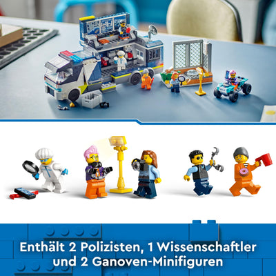 LEGO City Polizeitruck mit Labor, Polizei-Set mit Quad und LKW-Spielzeug für Kinder, Geschenk für Jungs und Mädchen ab 7 Jahre, plus 5 Minifiguren – 2 Polizisten, 1 Wissenschaftler und 2 Ganoven 60418