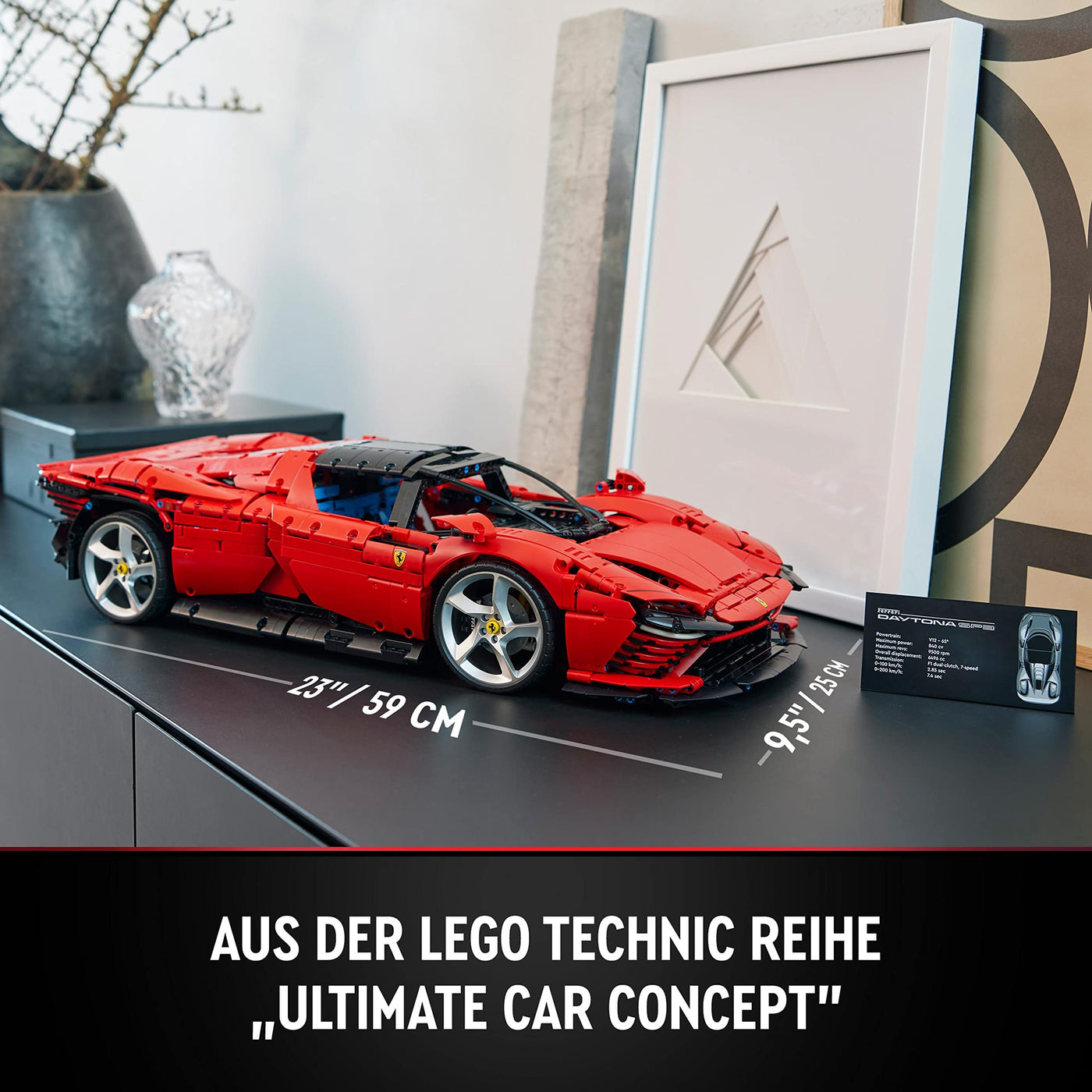 LEGO Technic Ferrari Daytona SP3 Modellauto-Bausatz im Maßstab 1:8, roter Super-Sportwagen, erweitertes Auto-Modell Sammlerstück, Ultimate Car Concept 42143