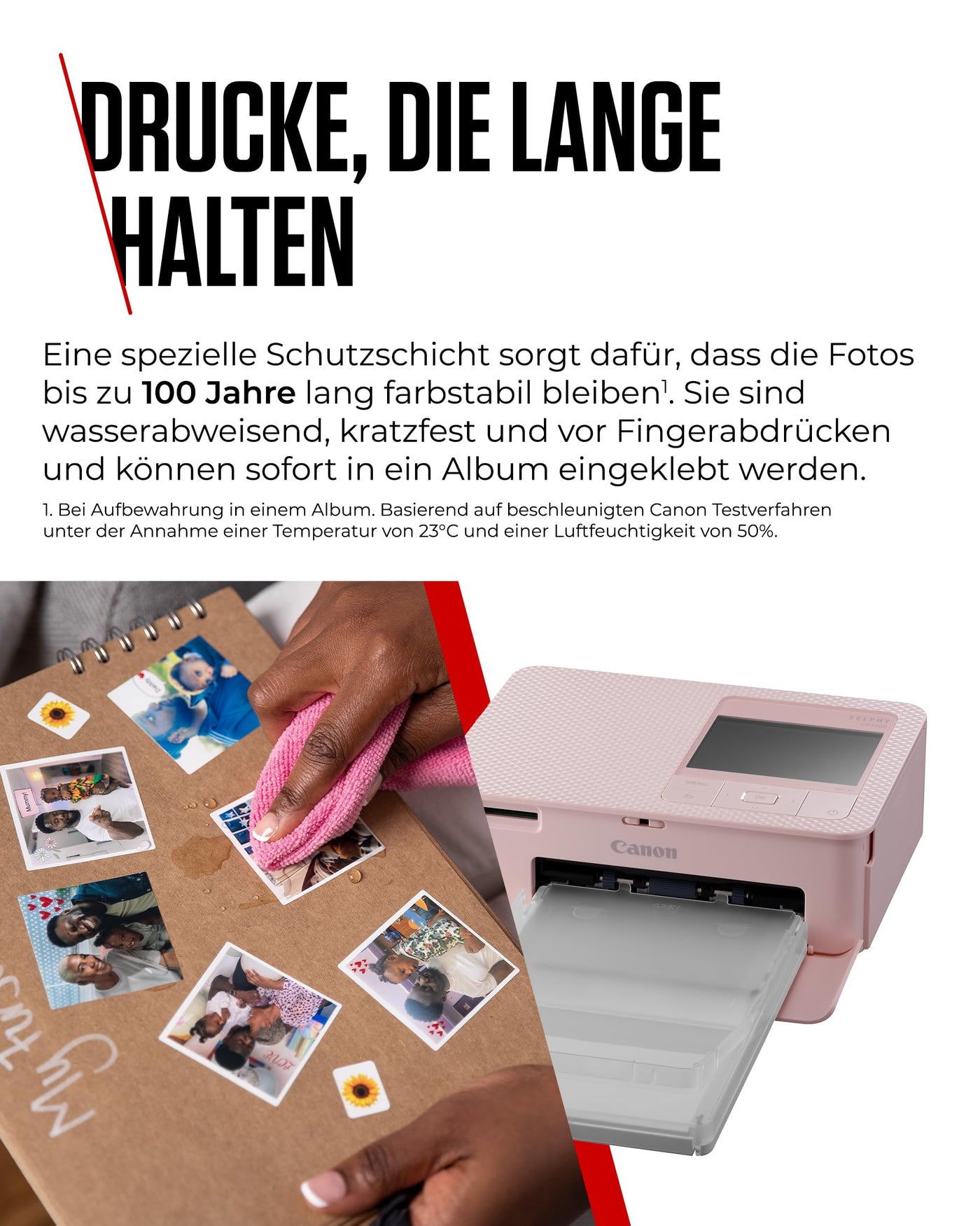Canon SELPHY CP1500 Kompakter Fotodrucker – Drahtloses Drucken, Langlebige Fotos, USB-C & SD-Kartenanschluss – Perfekt für Scrapbooks und Fotoalben (Rosa)