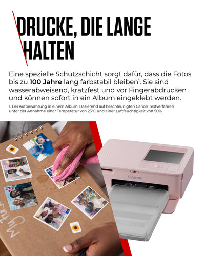 Canon SELPHY CP1500 Kompakter Fotodrucker – Drahtloses Drucken, Langlebige Fotos, USB-C & SD-Kartenanschluss – Perfekt für Scrapbooks und Fotoalben (Rosa)