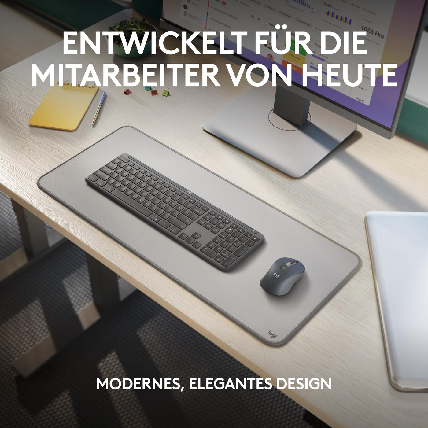 Logitech Signature Slim MK950 for Business kabelloses Tastatur-Maus-Set, leises Tippen, sicherer Empfänger, Bluetooth, weltweit Zertifiziert, Windows/Mac/Chrome/Linux, DEU QWERTZ-Layout, Grafit