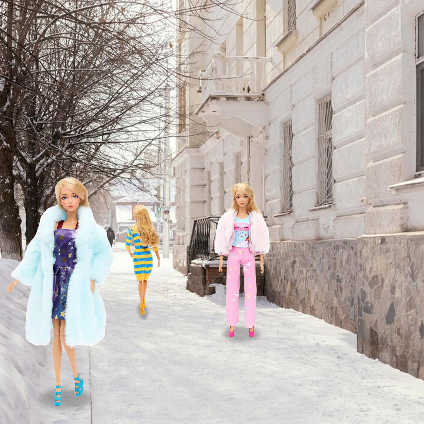 Miunana 28 Kleidung für 30 cm Puppen Puppenkleidung, 1 Mantel 1 Plüschoberteil Outfit 1 Pullover 1 Plüschjacke Set 3 Fashion Kleider 3 Tops 3 Hosen 5 Minikleider 10 Schuhe für 11,5 Zoll Puppen