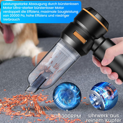 Handstaubsauger Akku Kabellos - 20000pa Auto staubsauger Stark, Mini Staubsauger FüR Auto, Pc, Haus,KüChe,Ritzen Und Ecken,Vacuum Cleaner High Power,Kann Als Aufblasbare Pumpe Verwendet Werden,6000mAh
