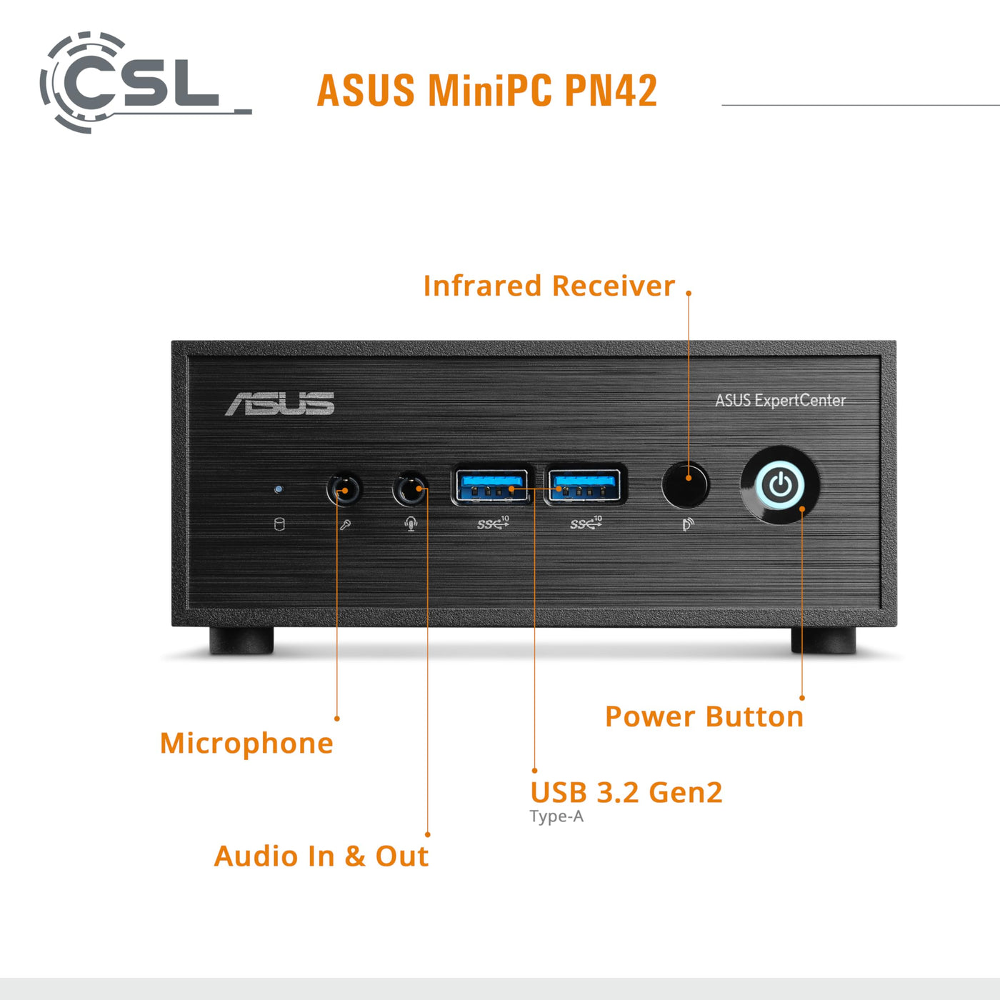 Mini PC ASUS PN42 mit Windows 11 Home, Intel N200 4X 3700 MHz, 1000 GB M.2 SSD, 32 GB DDR4-RAM, Intel UHD Grafik, HDMI 2.0, DP 1.4, USB 3.2, BT 5.1, WLAN