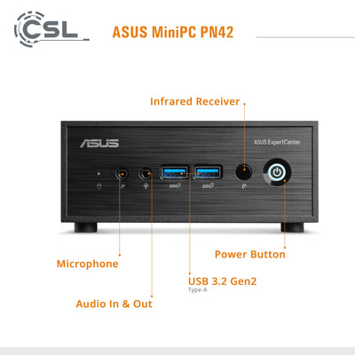 Mini PC ASUS PN42 mit Windows 11 Home, Intel N200 4X 3700 MHz, 1000 GB M.2 SSD, 32 GB DDR4-RAM, Intel UHD Grafik, HDMI 2.0, DP 1.4, USB 3.2, BT 5.1, WLAN