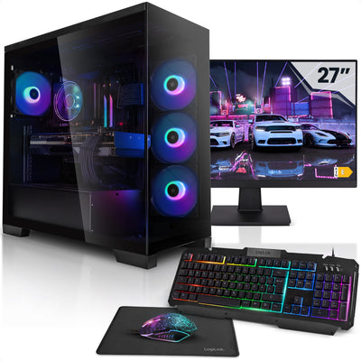 Megaport Komplett Set Gaming PC AMD Ryzen 9 5900X • GeForce RTX4060Ti 16GB • 27" Monitor • Windows 11 • 32GB DDR4 • 1TB M.2 SSD • Wasserkühlung • Tastatur • Maus pc Gaming komplettpaket