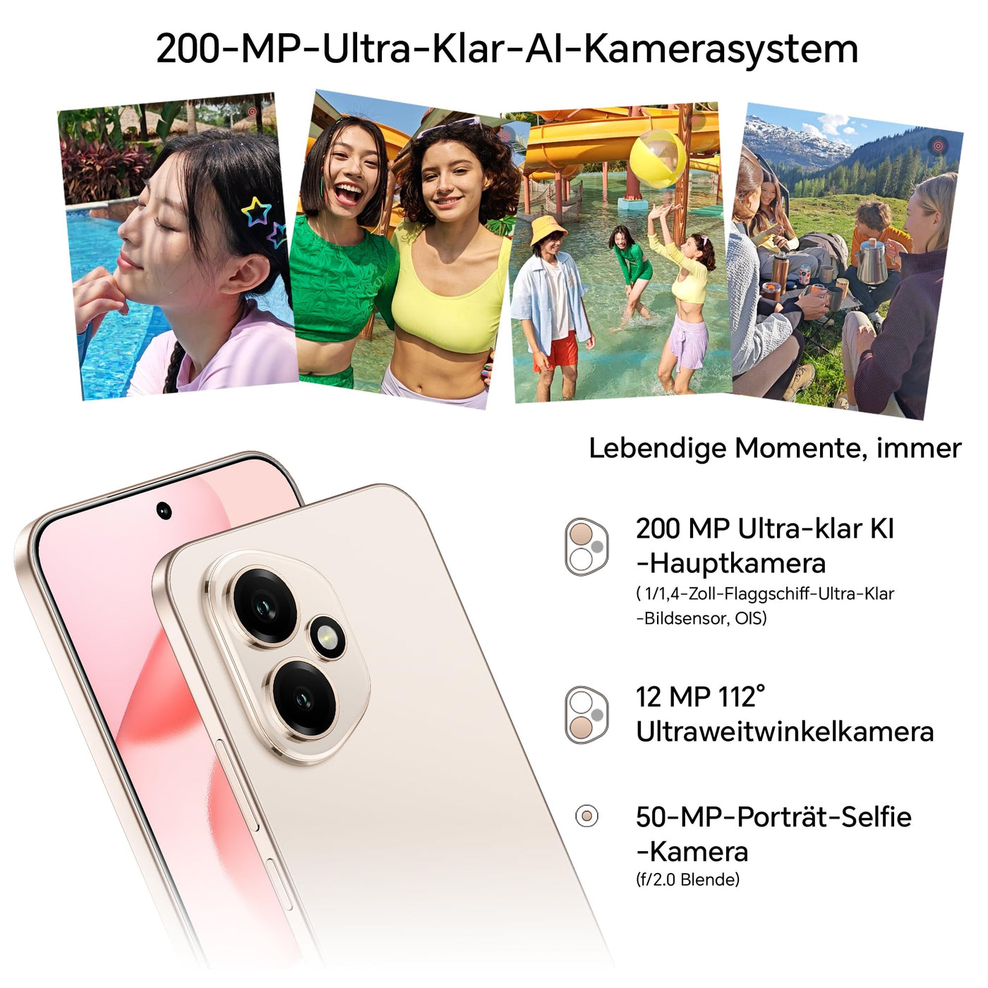 HONOR 400 Smartphone 5G, Dual SIM, NFC,512GB/8GB RAM, Simlockfrei Android-Handy (200MP AI-Kamer, 6,55 Zoll AMOLED Eye Comfort Display 5000nits,5300 mAh,Snapdragon 7 Gen 3 Smartphone), Desert Gold