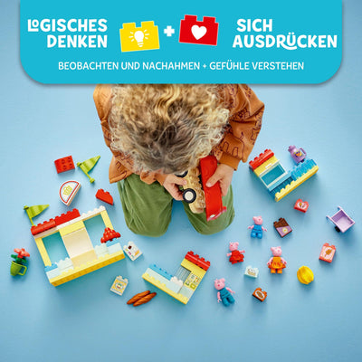 LEGO DUPLO Peppa Pig Supermarkt – Lernspielzeug zur Förderung der Feinmotorik für Mädchen & Jungen ab 2 Jahren – inkl. Geschäft mit Auto und 4 Figuren – Geschenkidee für Kleinkinder – 10434