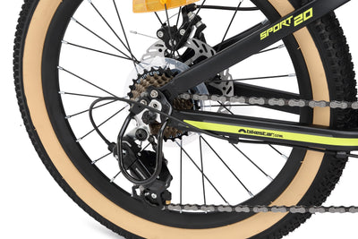 BIKESTAR Kinder Fahrrad Aluminium Mountainbike 7 Gang Shimano, Scheibenbremse ab 6 Jahre | 20 Zoll Kinderrad MTB | Schwarz Grün