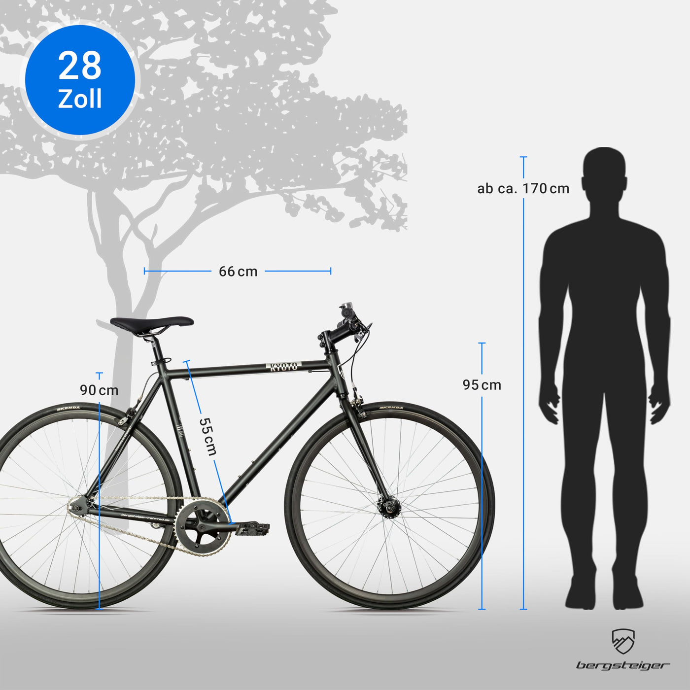 Bergsteiger Kyoto 28 Zoll Singlespeed Fixie Fahrrad, Aluminium Rahmen, Flip-Flop-Nabe, Retro-Design, Fixed Gear, Urban Bike für Herren & Damen