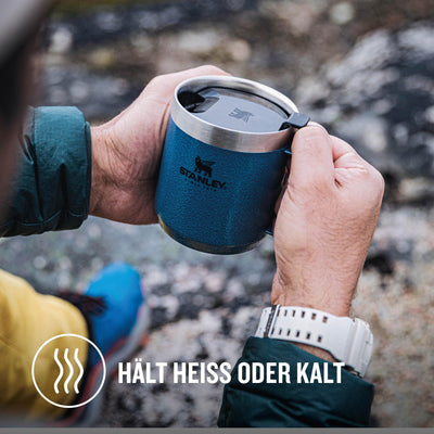 Stanley Classic Legendary Camp Mug Thermobecher 354 ml - Hält 1.5 Stunden Heiß - 3 Stunden Kalt - BPA-Frei - Spülmaschinenfest - Edelstahl Kaffeebecher To Go - Hammertone Lake