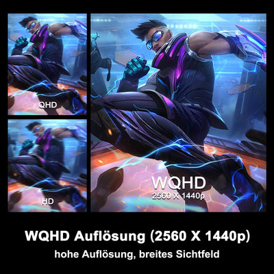 Minifire Gaming Monitor 24",180 Hz, WQHD(2560 x 1440),Nano IPS, OD 1ms, HDR, 130% sRGB, AMD FreeSync+,Motion Blur Reduction Technologie, VESA(75 x 75 mm) - Schwarz MFG24X5Q