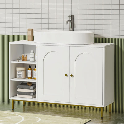 Hzuaneri Waschbeckenunterschrank, Unterschrank, Waschtischunterschrank, Badezimmerschrank mit 2 Türen, verstellbare Ablage, viel Stauraum, Moderner Stil, 30 x 90 x 63 cm, Weiß BC09803G