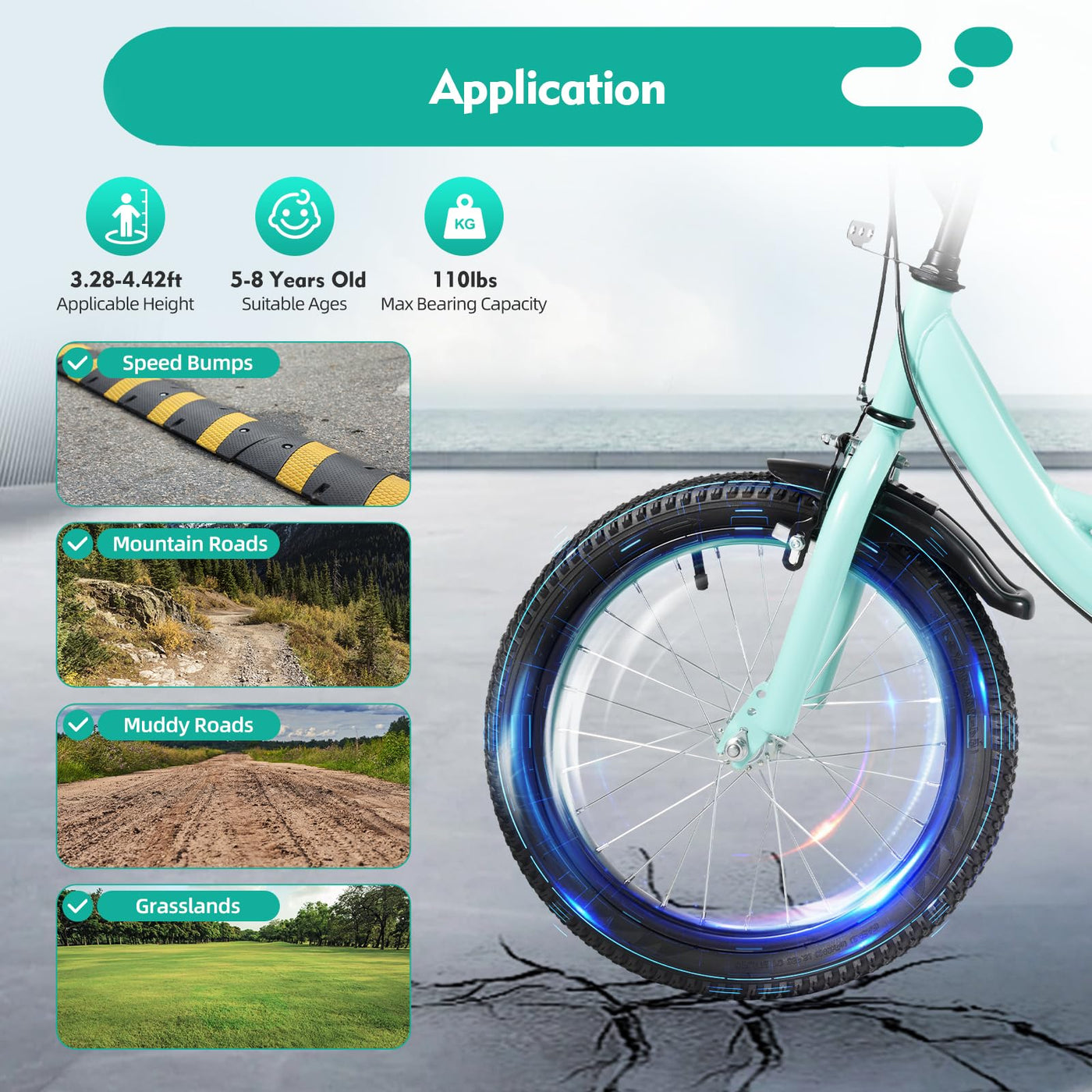 HUSPOO Kinderfahrrad - 16 Zoll Fahrrad für Jungen und Mädchen, Anfänger Fahrräder Radfahren mit Stabilisatoren, Verstellbarem Sitz, geeignet für Kinder im Alter von 5-8 Jahren, Grün