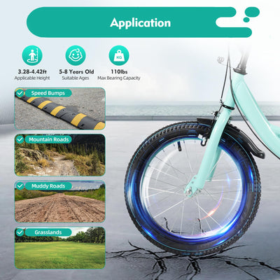 Estabeter 16-Zoll-Kinderfahrrad, Höhenverstellbar Sitze Fahrrad Kohlenstoffstahl Kinder Fahrrad für 5-8 Jahre Jungen Mädchen, 3 Rad Kinderfahrrad mit Stützrädern, Grün