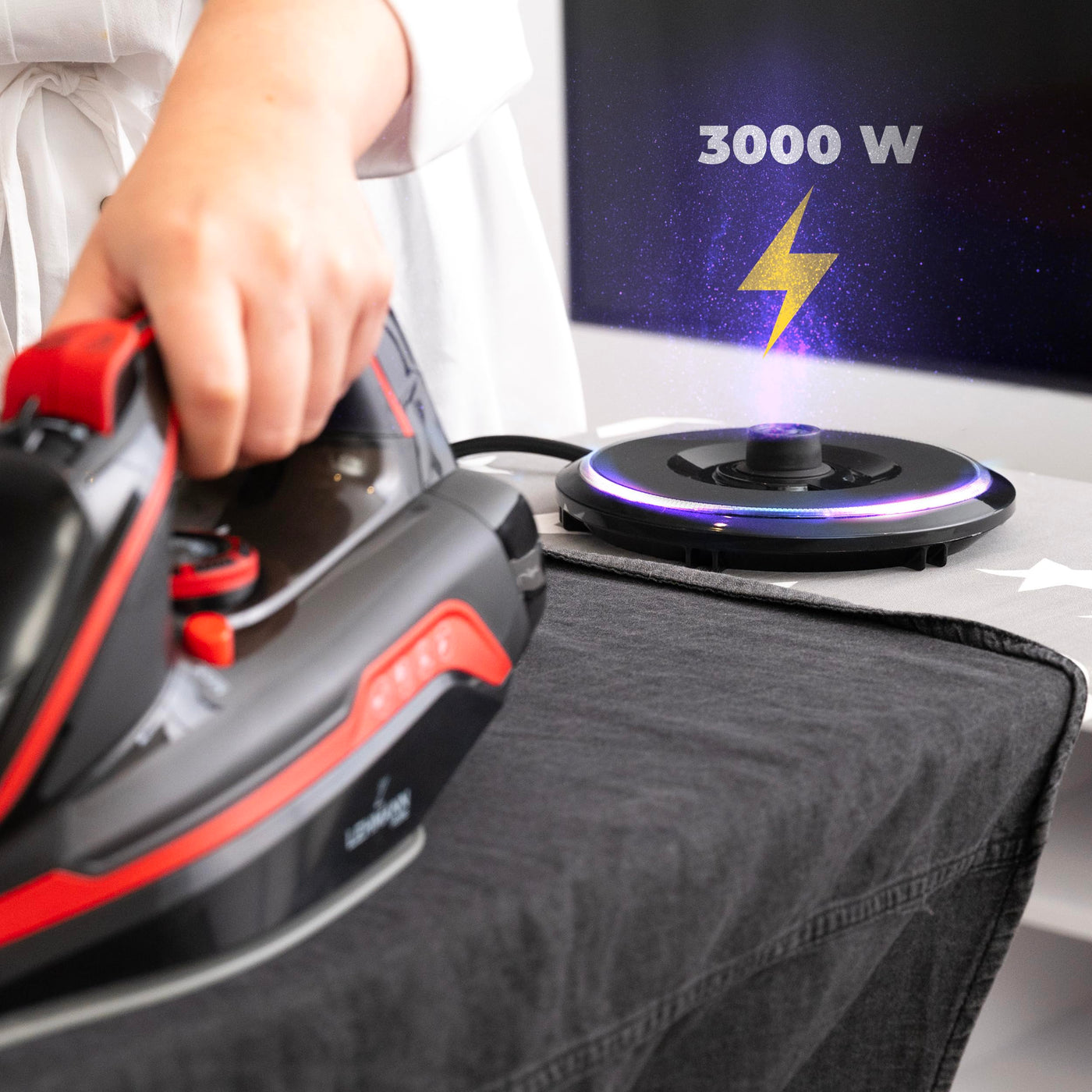 Lehmann LGOIR-2632 Dampfbügeleisen kabellos mit Basisstation | Temperatur und Dampfmenge einstellbar | Vertikal bügeln, Tropfstop, Antikalk, selbstreinigend | mit Wassertank