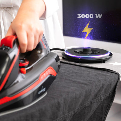 Lehmann LGOIR-2632 Dampfbügeleisen kabellos mit Basisstation | Temperatur und Dampfmenge einstellbar | Vertikal bügeln, Tropfstop, Antikalk, selbstreinigend | mit Wassertank