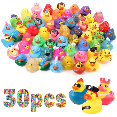 30 Stück Gummi Badeenten, Quietscheente Rubber Duck Badewannen Dekoration Gummi Enten Lustig für Schwimmbäder und Badewannen