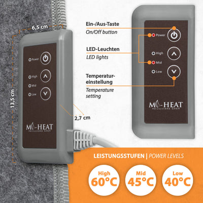 Mi-Heat Infrarot Schreibtischheizung Heizpaneel 260W | Standheizung für Büro Schreibtisch Arbeitsplatz unter den Tisch | Temperatur bis zu 60°C faltbar, Grau