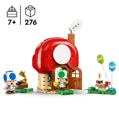 LEGO Super Mario Party bei Toads Haus - Interaktives Set mit 2 Figuren, Küche, Schlafzimmer & Picknicktisch - Kinder Spielset zum Bauen - Gamer Geschenk für Jungen & Mädchen ab 7 Jahren - 72041