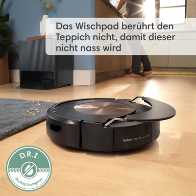iRobot Roomba Combo j9+ Saug- und Wischroboter mit autom. Absaug-/Nachfüllstation, Kartierung, PrecisionVision Navigation, 4-Stufen-Reinigung, Objekterkennung/ -vermeidung, Sprachassistentenkompatibel