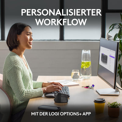 Logitech Wave Keys und Lift vertikale Maus – Ergonomisches Bundle – kabellose Tastatur mit gepolsterter Handballenauflage und vertikale kabellose Maus – Bluetooth, Multi-OS, Windows/Mac - Graphit