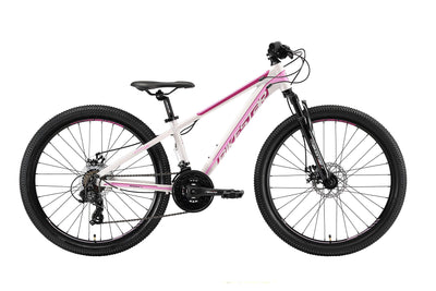 BIKESTAR Hardtail Aluminium Mountainbike Shimano 21 Gang Schaltung, Scheibenbremse 26 Zoll Reifen | 13 Zoll Rahmen Alu MTB | Weiß Pink