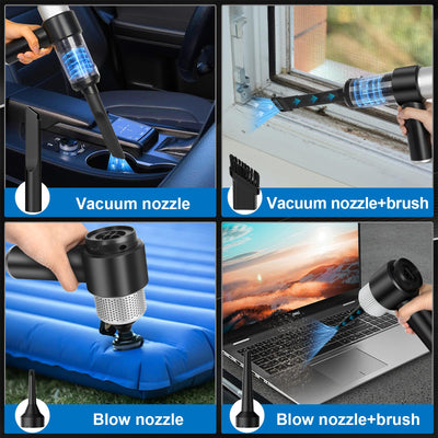 Suprbee Mini Autostaubsauger, 15000PA 4 in 1 Akku Staubsauger & Staubabsauger & Luftgebläse & Handpumpe, Tragbarer Nass und Trockenhandstaubsauger für Auto, Haus, Küche, Tierhaare