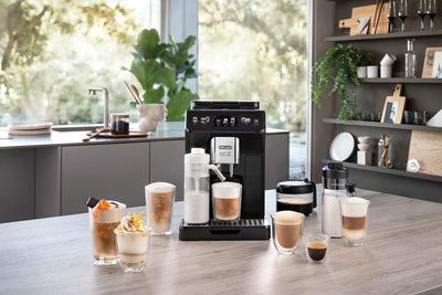 De'Longhi Eletta Explore Perfetto Kaffeevollautomat Milchsystem,heiße und erfrischende Getränke,Kaffeekanne inklusive +Original Wasserfilter Pflege und Schutz der Maschine,optimiert die Kaffeequalität