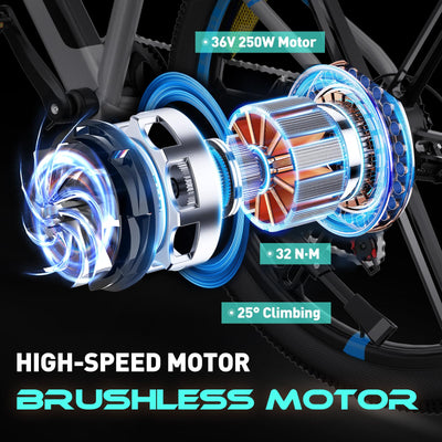 COLORWAY E Bike Herren Damen Elektrofahrräder 26 x 2,35 Zoll 250W Motor 36V 12Ah herausnehmbarer Akku EBike, Höchstgeschwindigkeit 25 km/h, E Mountainbike Ausdauer 35-90KM