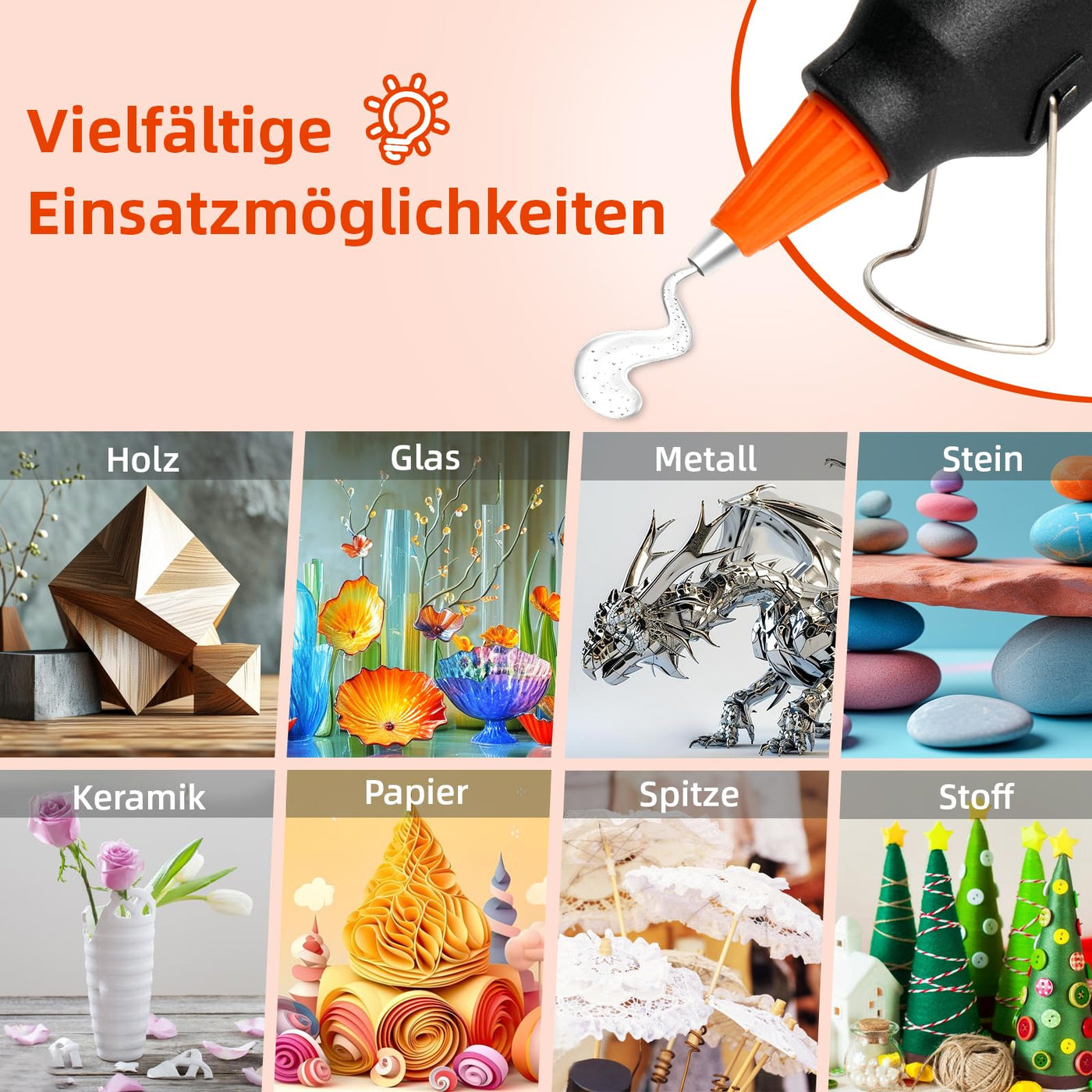 Crenova Feuerfest Heißklebepistole Klebepistole + 60 Mini Heißklebesticks Transparente Klebesticks für DIY Kleine Handwerk und schnelle Reparaturen in Haus & Büro, 20Watt Klebepistolen