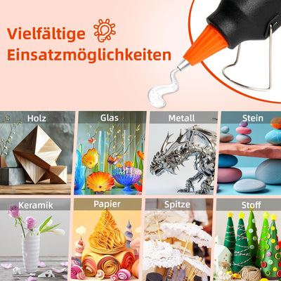Crenova Feuerfest Heißklebepistole Klebepistole + 60 Mini Heißklebesticks Transparente Klebesticks für DIY Kleine Handwerk und schnelle Reparaturen in Haus & Büro, 20Watt Klebepistolen
