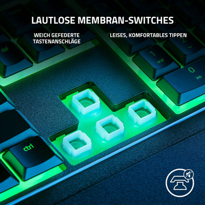Razer Ornata V3 X - Flache Membran-Tastatur mit Chroma RGB (Lautlose Membran-Switches, Ergonomische Handballenauflage, Tastenkappen Anti-UV-Beschichtun) QWERTZ DE-Layout | Schwarz