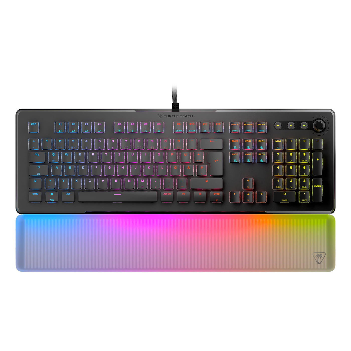 Turtle Beach Vulcan II Max – Optisch-mechanische PC-Tastatur, anpassbare RGB-Beleuchtung, Handballenauflage, lineare Titan II-Schalter, Aluminiumplatte – Schwarz