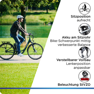 ZÜNDAPP Green 2.7 28 Zoll E-Bike E Cityrad Damenrad Pedelec Elektrofahrrad Damen Fahrrad 700c (grau, 48 cm)