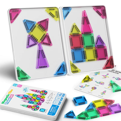 Magnetische Tiles Konstruktion Set 42pcs Reisespielzeug für Kinder Tragbar Reisen MINI Magnetische Fliesen Spielzeug Magnetische Baukasten Montessori Spielzeug Geschenk für 3+ Jahre Kleinkinder