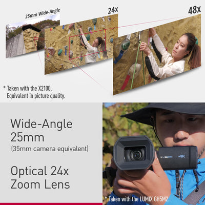 Panasonic HC-X1200E 4K 60p Palm-Style Camcorder with 25mm Wide-Angle Lens, 24x Optical Zoom, 5-Axis Hybrid OIS, USB PD, Black