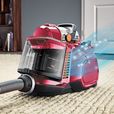 AEG LX7-2-FFP Staubsauger beutellos / inkl. Zusatzdüsen / 750 Watt / 9 m Aktionsradius / 1,4 l Staubbehälter / ergonomischer Handgriff / waschbarer Hygiene Filter / rot
