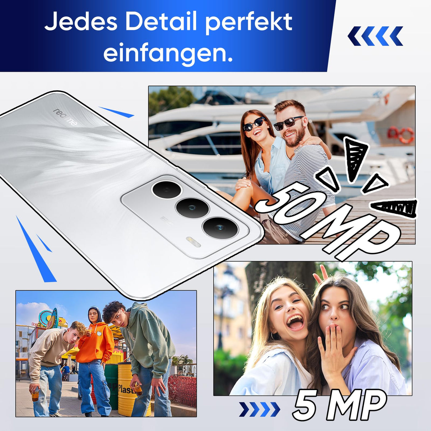 realme C71 Smartphone 6 + 128 GB, 5G Handy, 50 MP Kamera, 6,67 Zoll bis 120 Hz, großer Akku mit 6000 mAh, stoßfest, Militärqualität, NFC, Waldeule, ohne Adapter