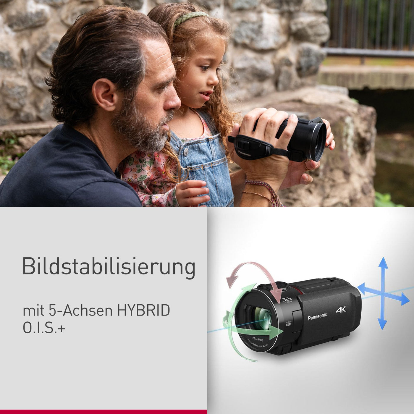 Panasonic HC-VX3E-K 4K-Camcorder, 4K-Video (25p), 25-mm-F1.8-Weitwinkelobjektiv, 24-facher optischer Zoom, Hybrid OIS+, HDR, Zoom-Mikrofon, Touchscreen, kreative Funktionen, Schwarz
