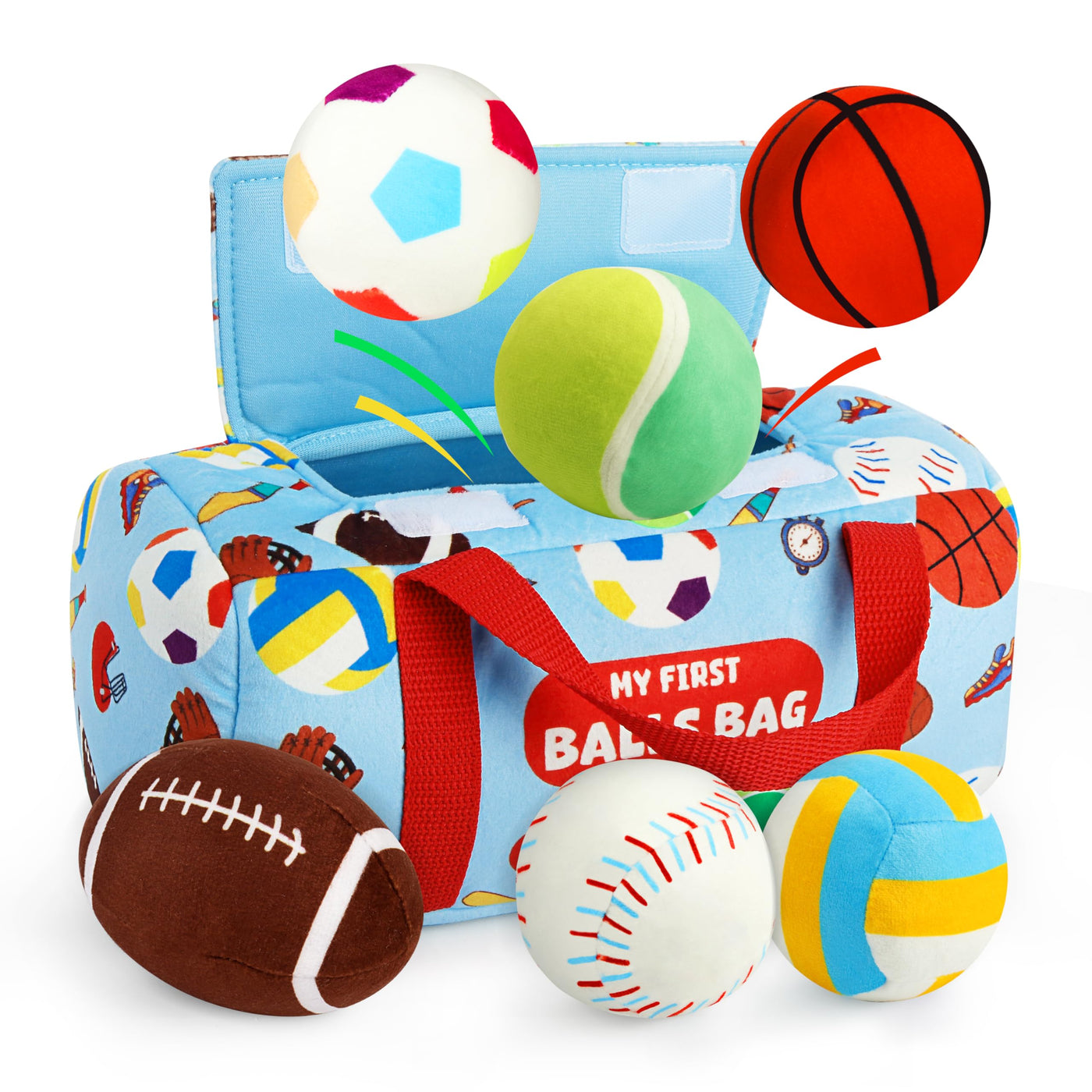 Vanmor Sensory Sports Balls für Kleinkinder, Babyspielzeug mit Reisetasche, Frühes Lernspielzeug für Babys ab 12 Monaten. Perfekt für die Sensorische Entwicklung, Tolles Geschenk für die Kleinen